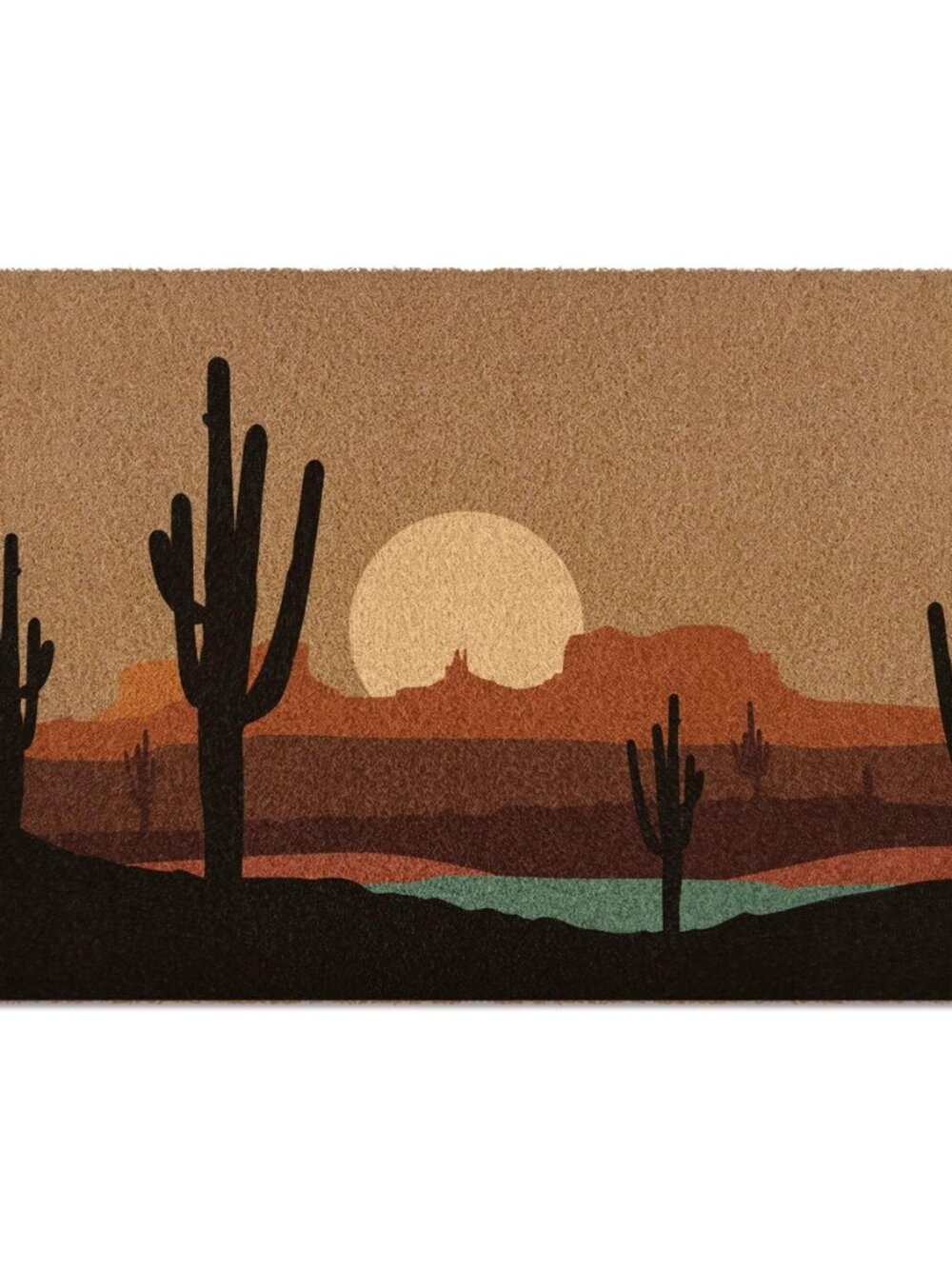 Boho Western Cactus Door Mat, Desert Landcape Welcome Front Door Mat Indoor